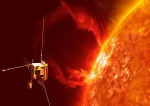 solarorbiter ESA’s Solar Orbiter will be launched in 2017 to investigate the connections and the coupling between the Sun and the heliosphere, a huge bubble in space created by the solar wind. The solar wind can cause auroras and disrupt satellite-based communication. (Image (c) ESA/AOES)